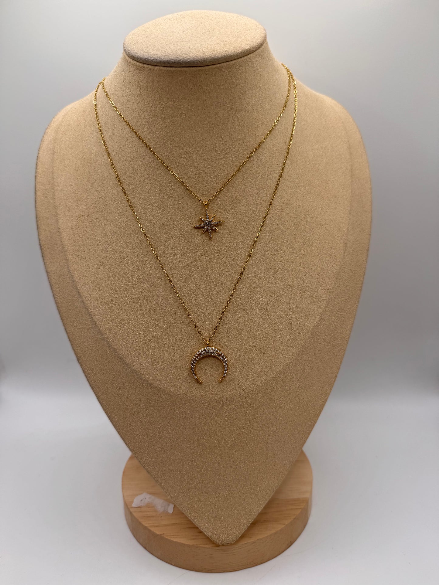 Collana doppio filo luna