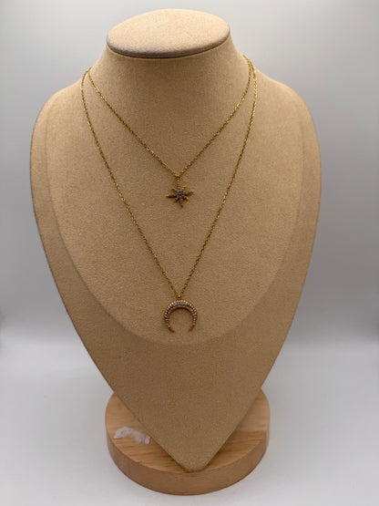 Collana doppio filo luna