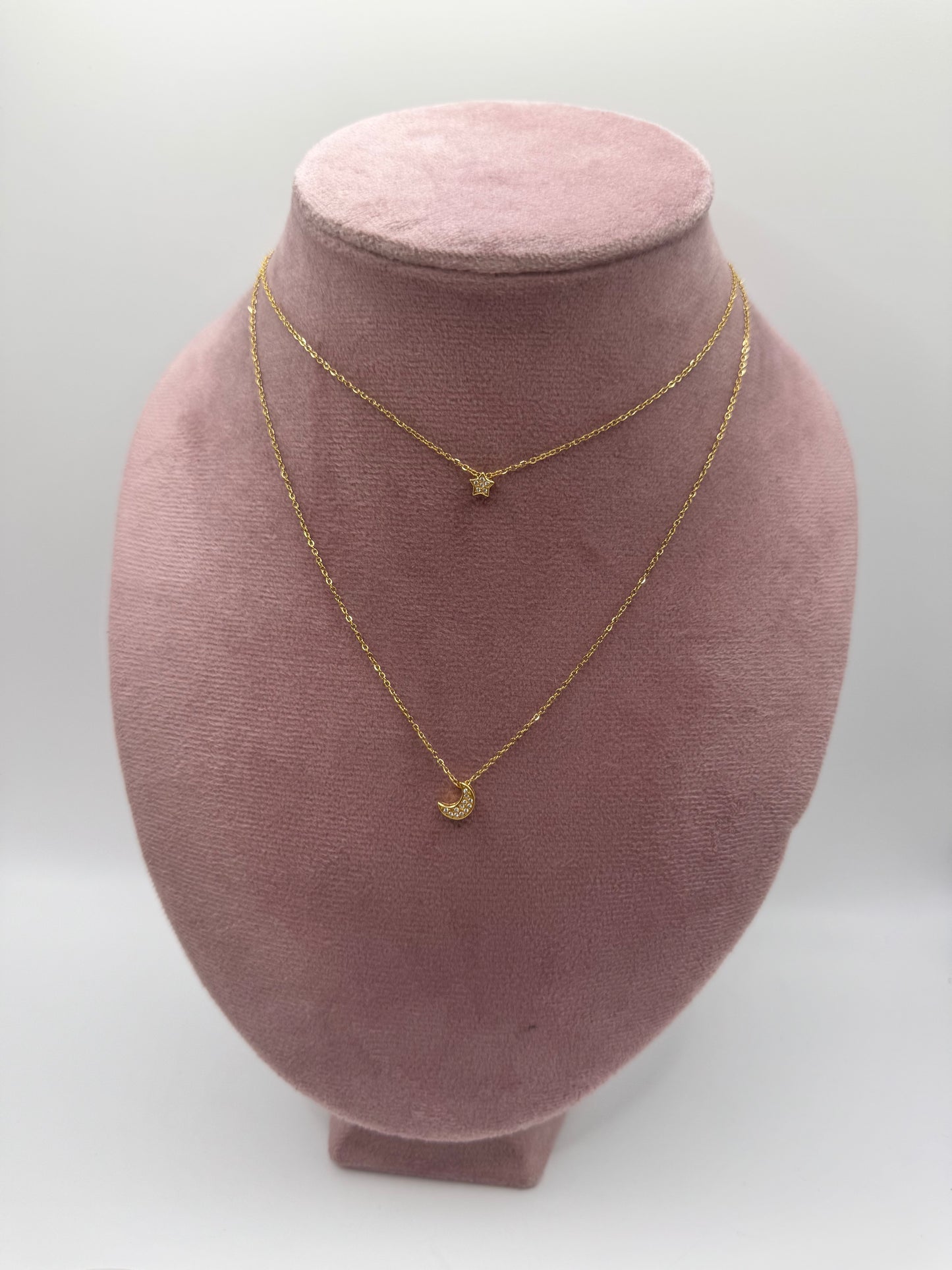 Collana doppio filo sole luna
