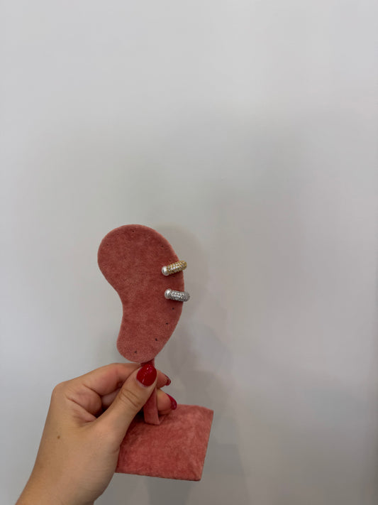 Earcuff maxi fascia pavè con perla