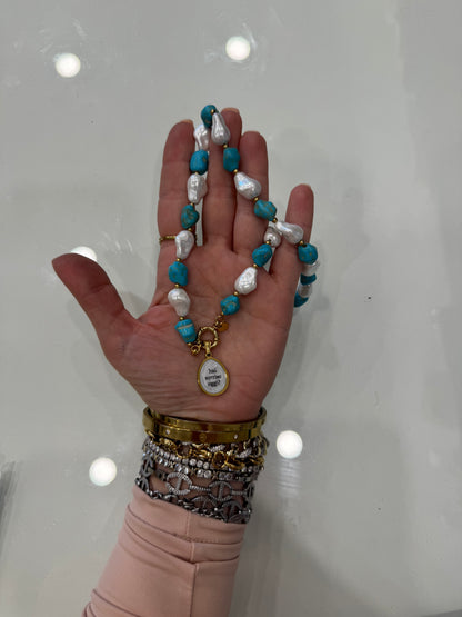 Collana turchese e perla