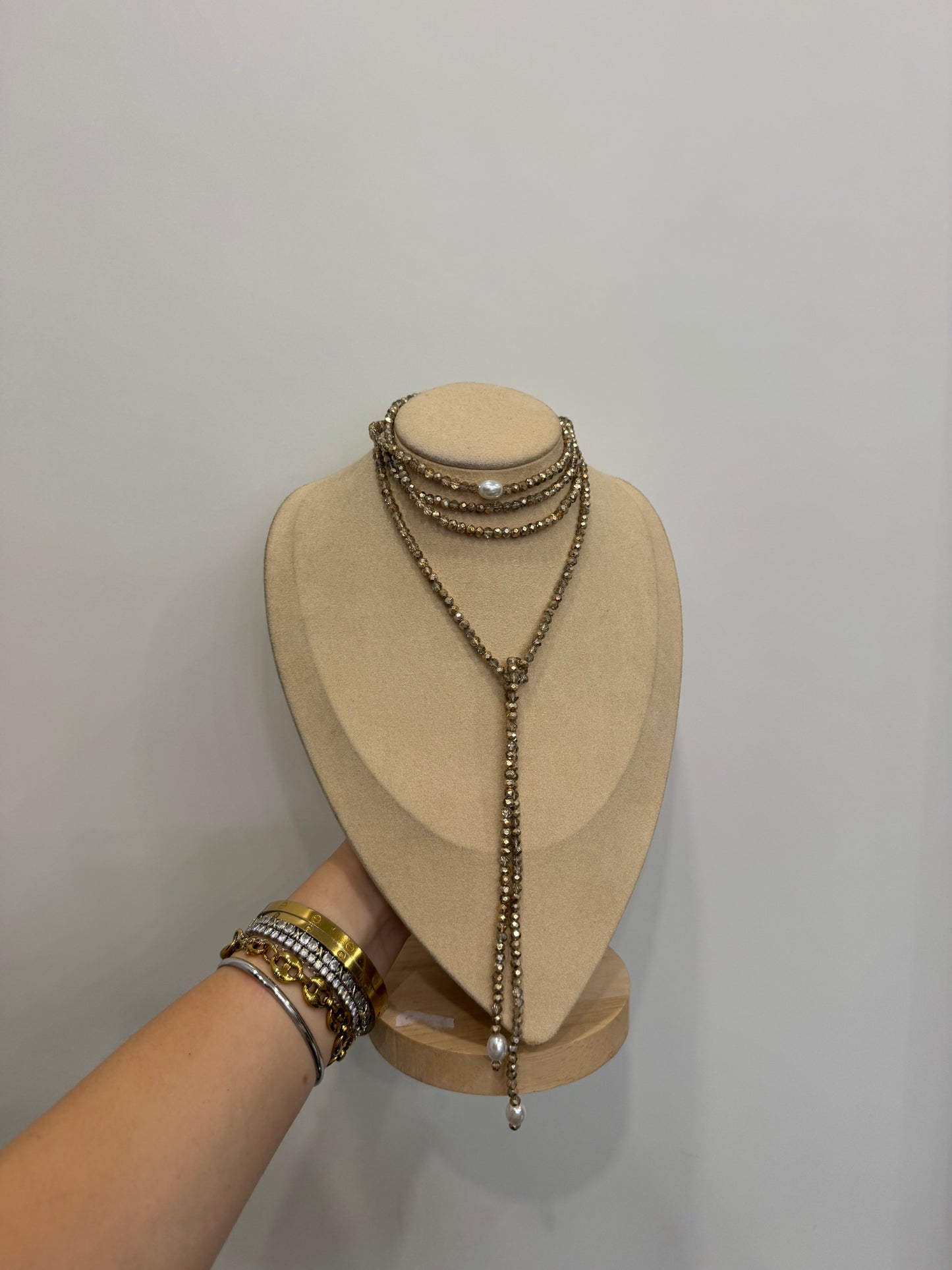 Collana multiuso beige