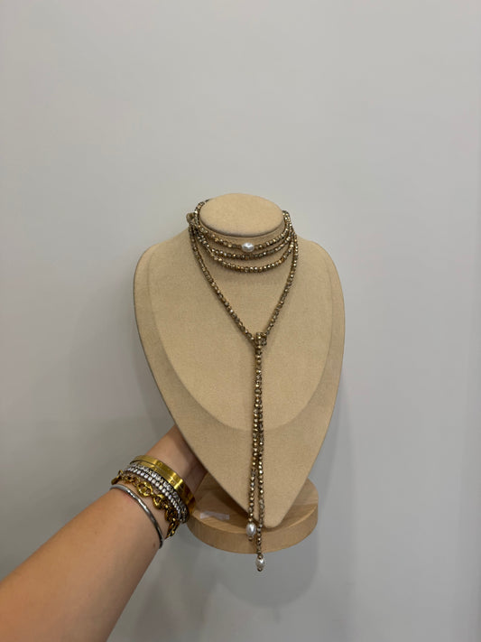Collana multiuso beige
