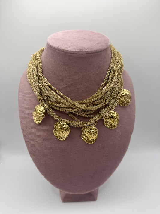 Collier fili tessuto e monete