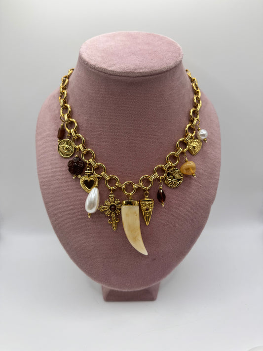 Collana multi charms corno