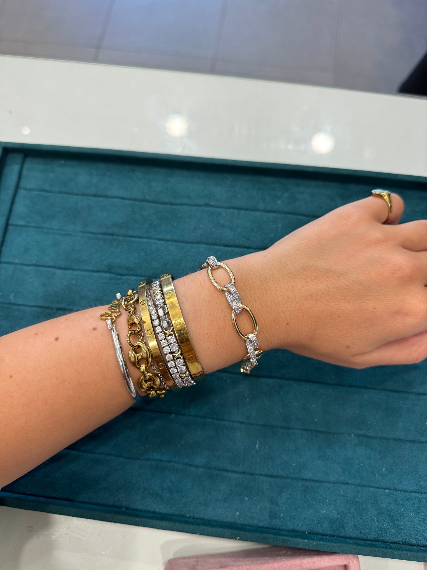 Bracciale maglia ovale bicolor