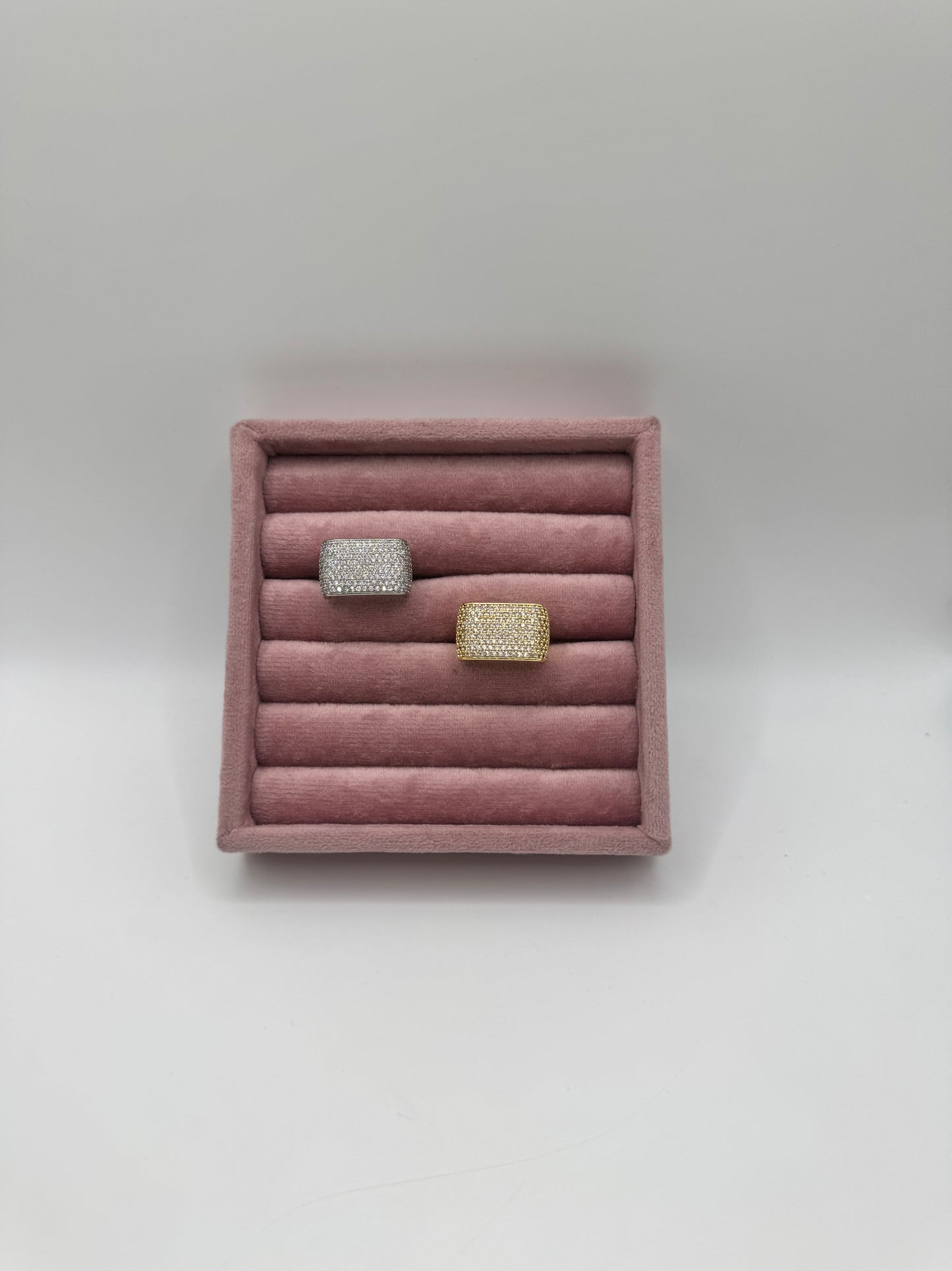 Anello rectangle pavè