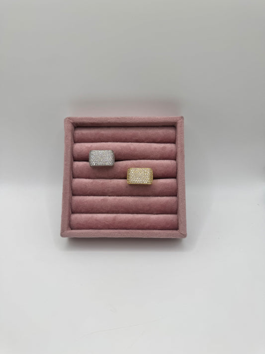Anello rectangle pavè