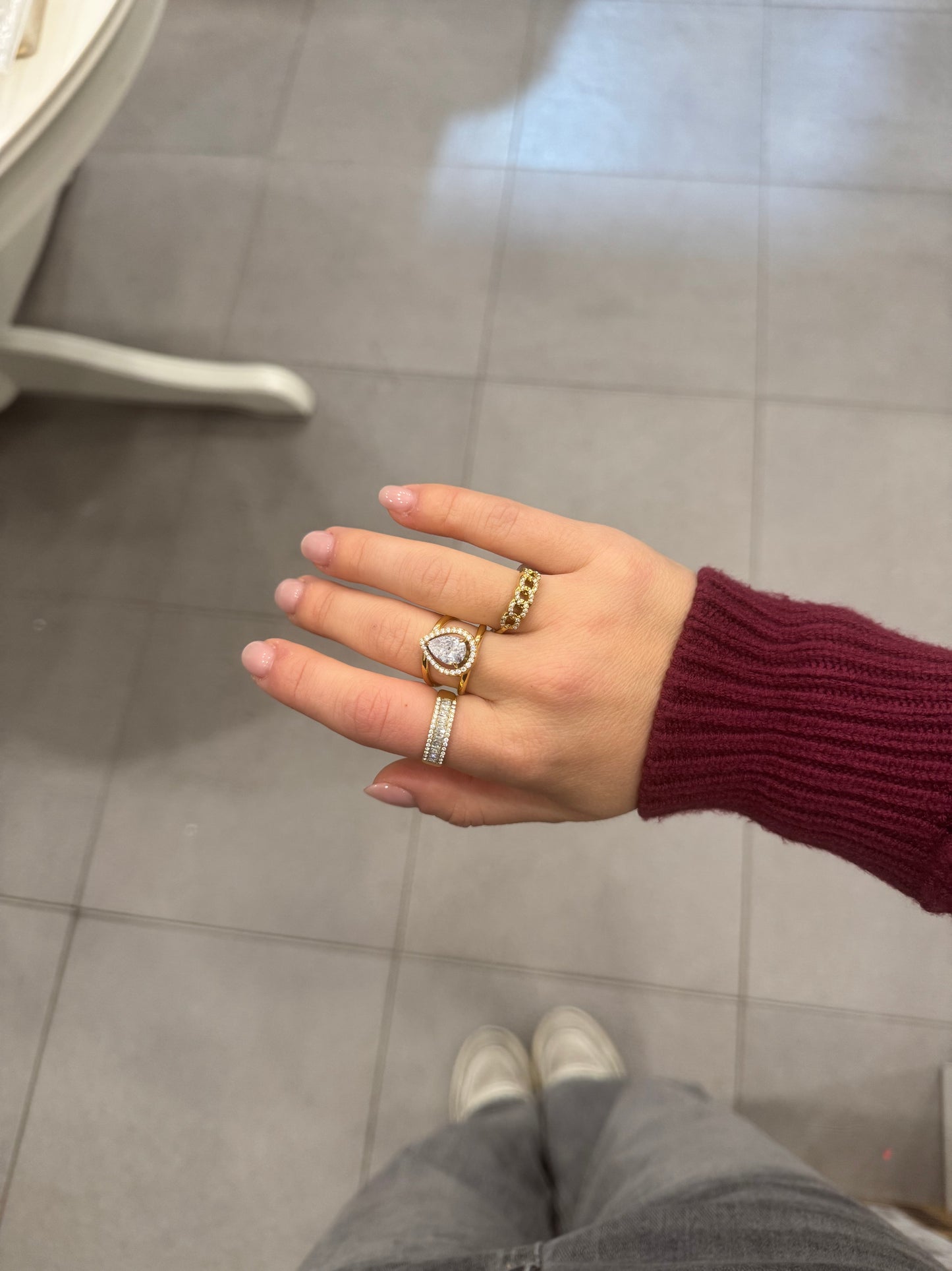 Anello doppia fascia goccia