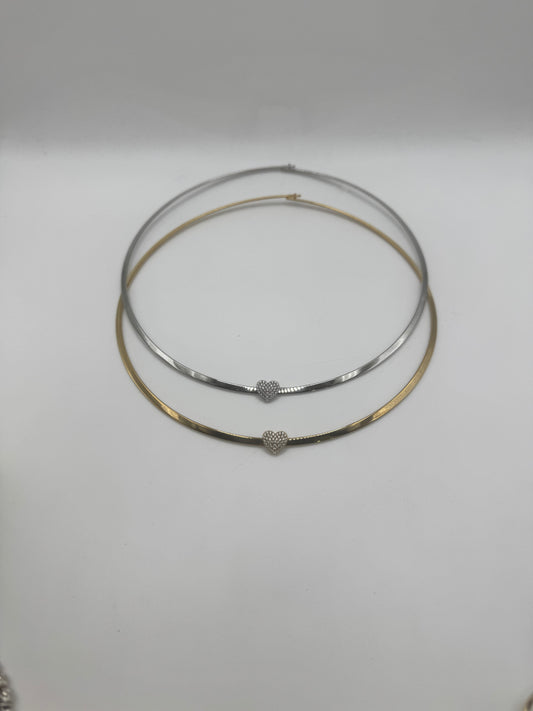 Collier rigido cuore pavè
