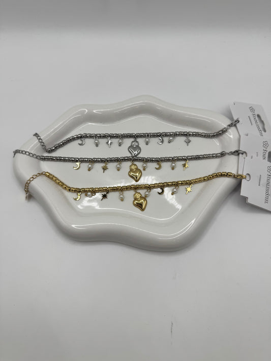Bracciale cuore sacro e perline