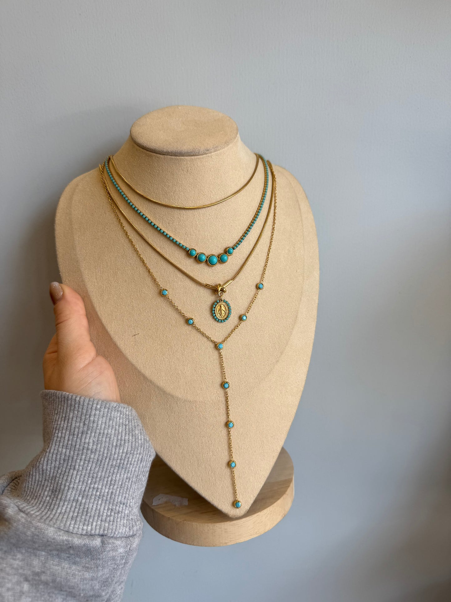 Collana doppio filo turchese