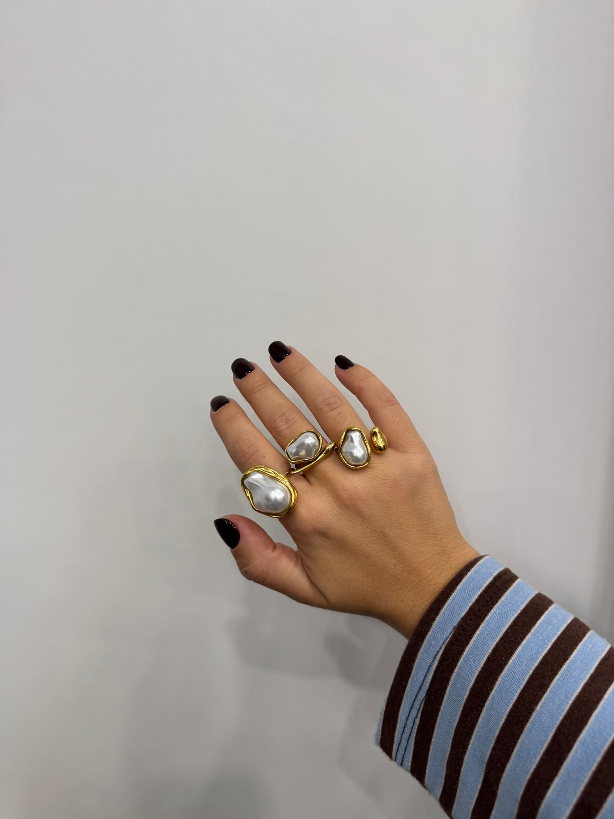 Anello perla barocca double