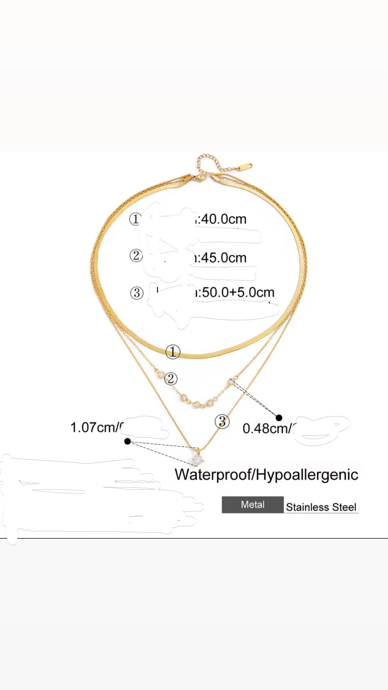 Collana 3 fili crystal