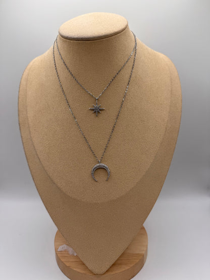 Collana doppio filo luna