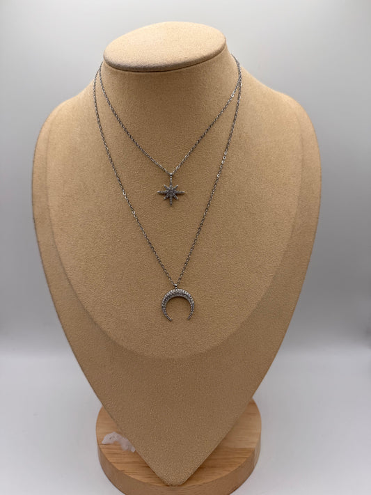 Collana doppio filo luna