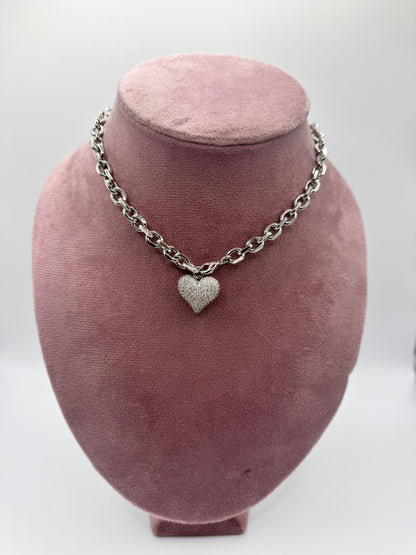 Chain heart pavè Necklace