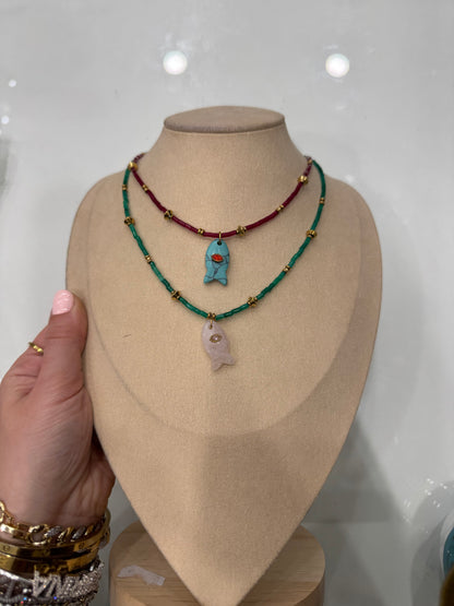 Collana pesciolino pietre naturali