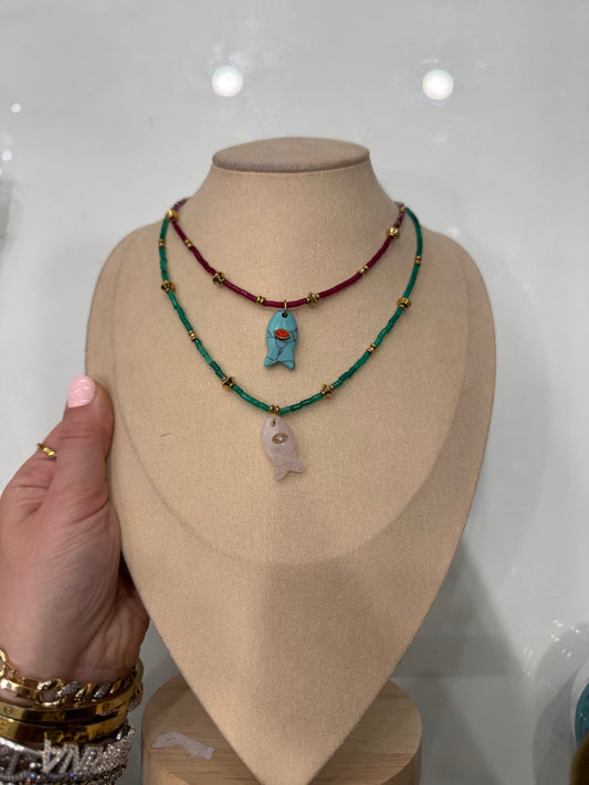 Collana pesciolino pietre naturali