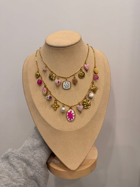 Collana doppio filo pink