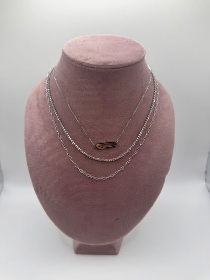 Collana 3 fili spilla
