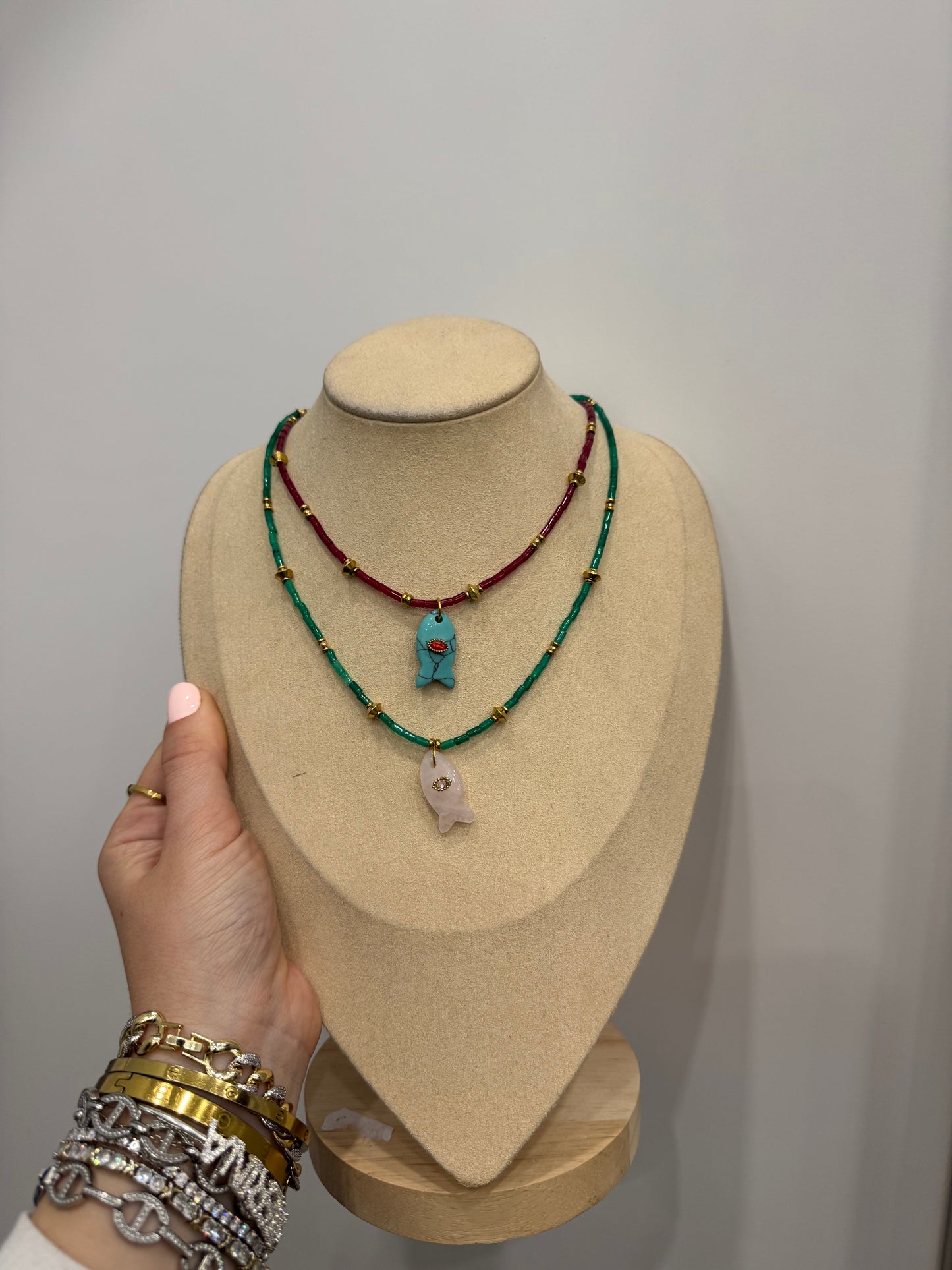 Collana pesciolino pietre naturali
