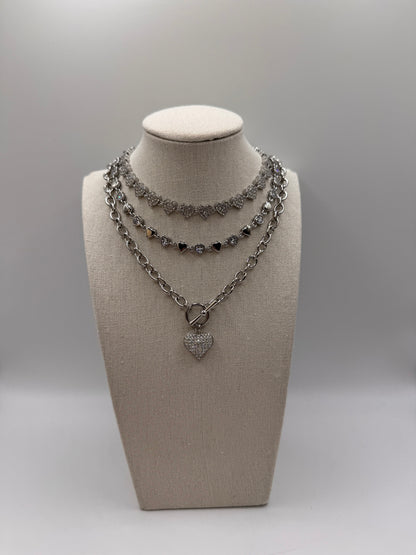 Collana catena cuore pavè