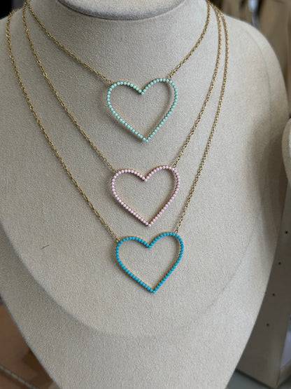 Collana cuore vuoto pastel