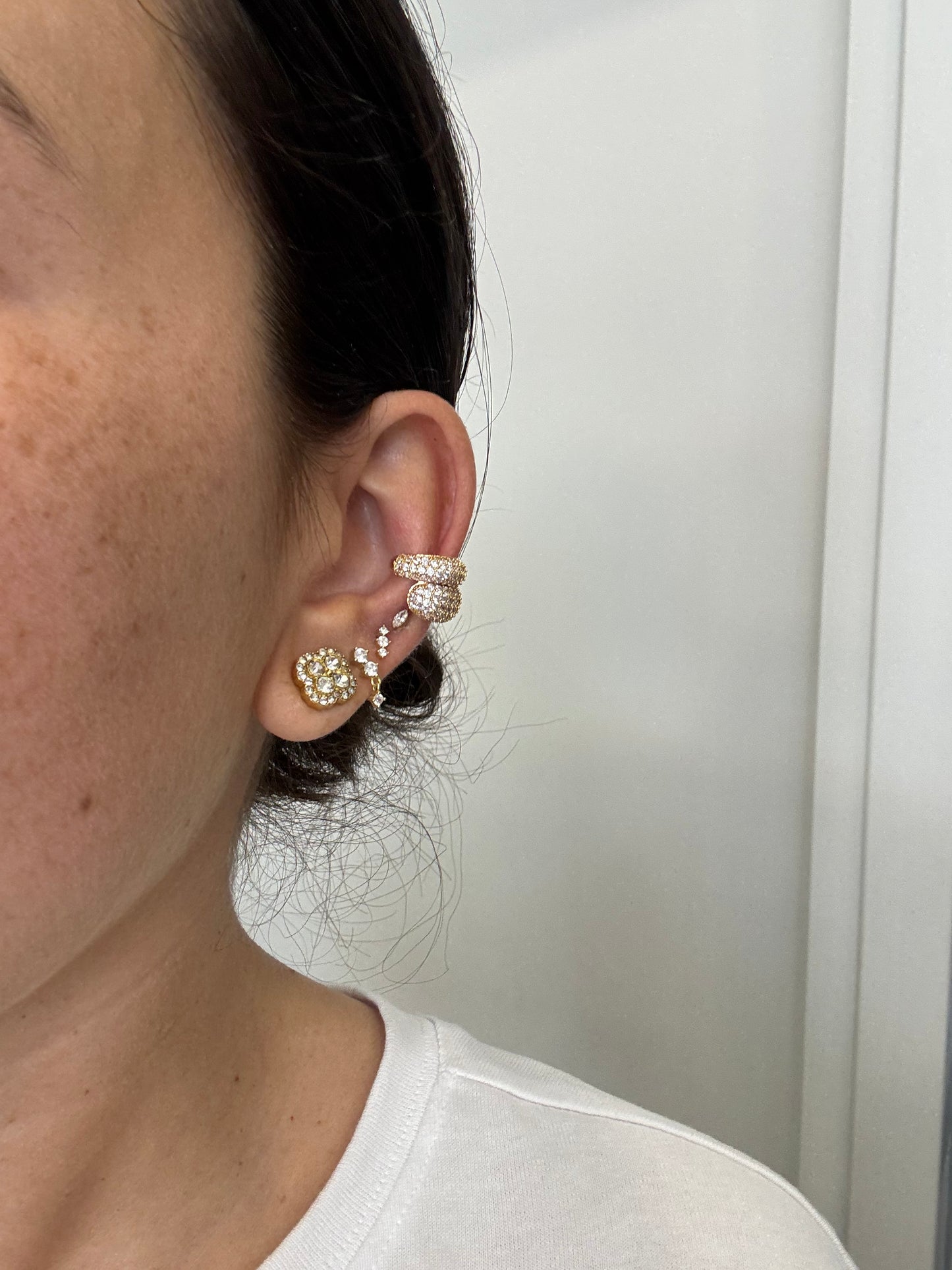 Earcuff doppia goccia pavè