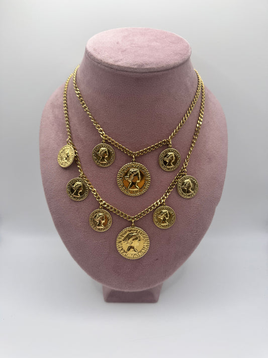 Collana doppio filo monete