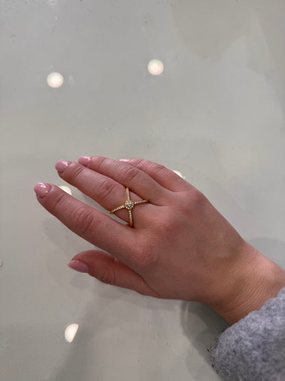 Anello incrocio diamond