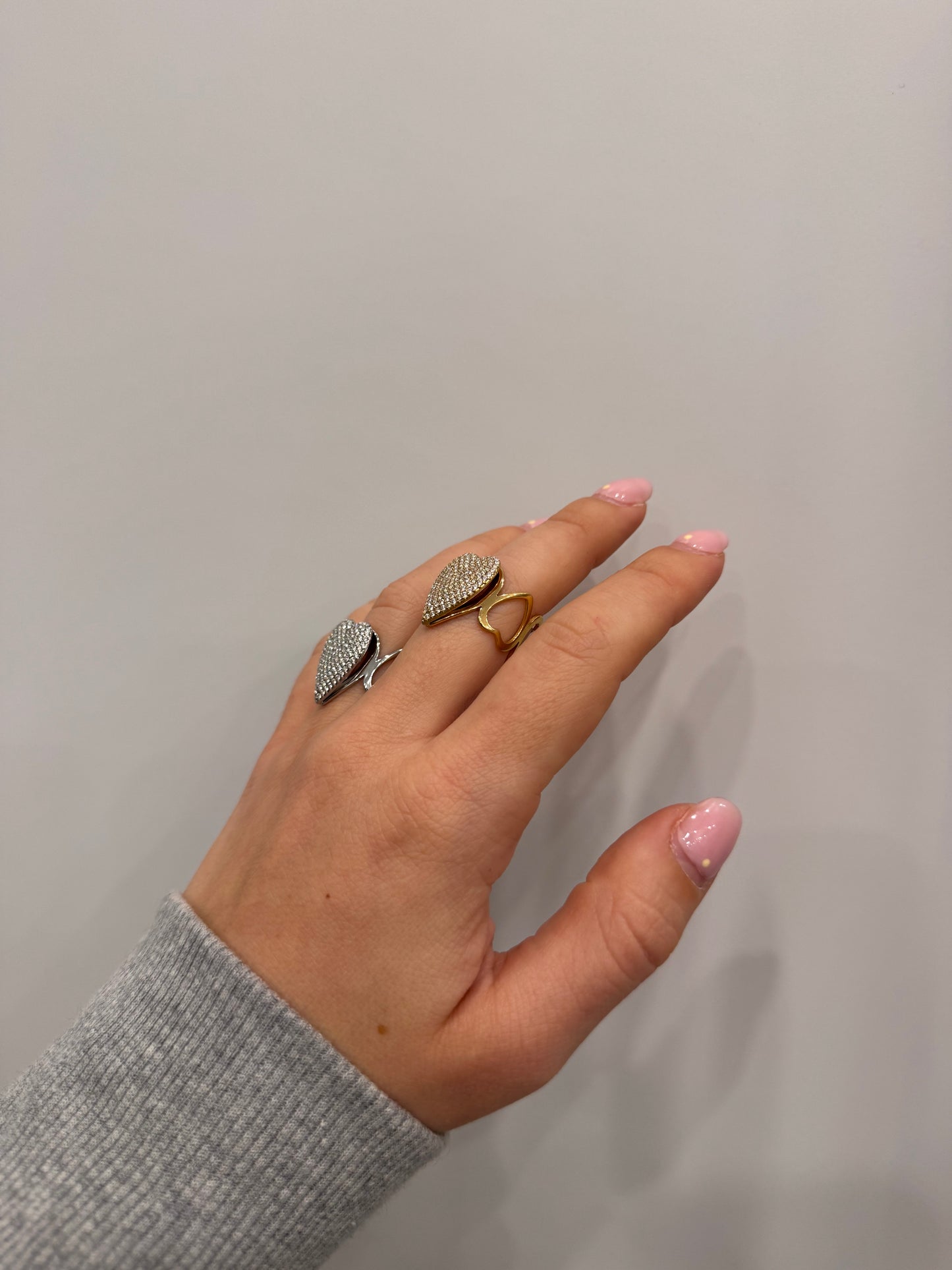 Anello multi cuori long