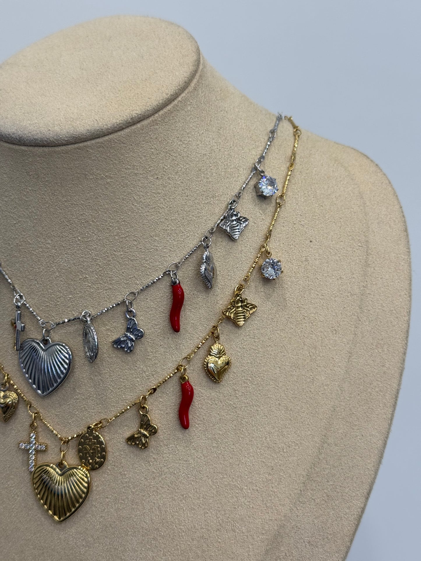 Collana charms cuore portafortuna