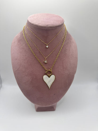Collana cuore big madreperlato