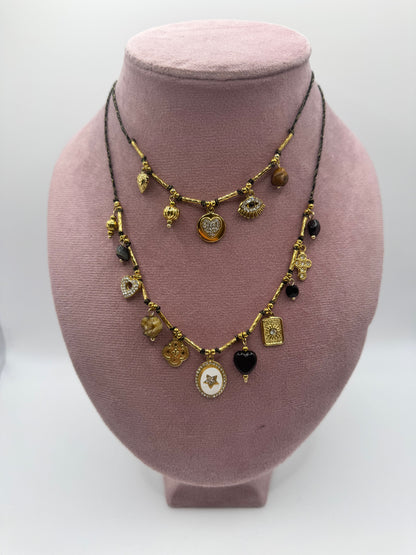 Collana 2 fili black and gold