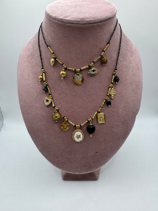 Collana 2 fili black and gold