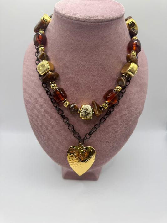 Collana 2 fili marrone