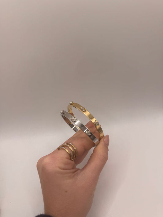 Bracciale rigido foglie diamond