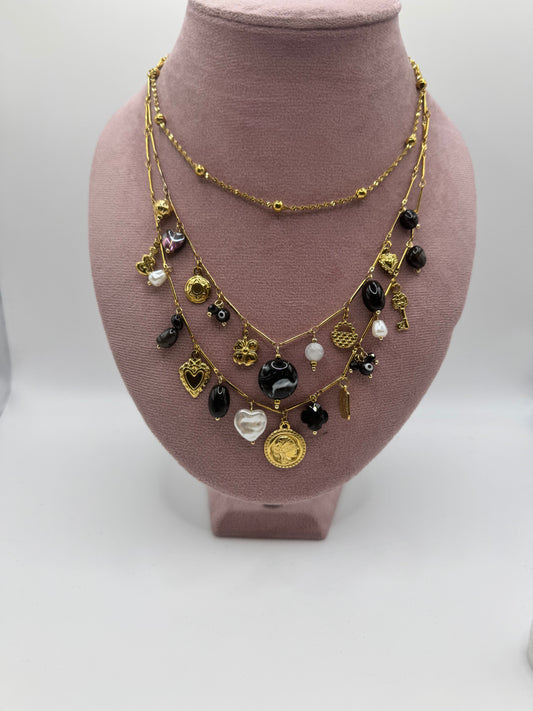 Collana 3 fili black