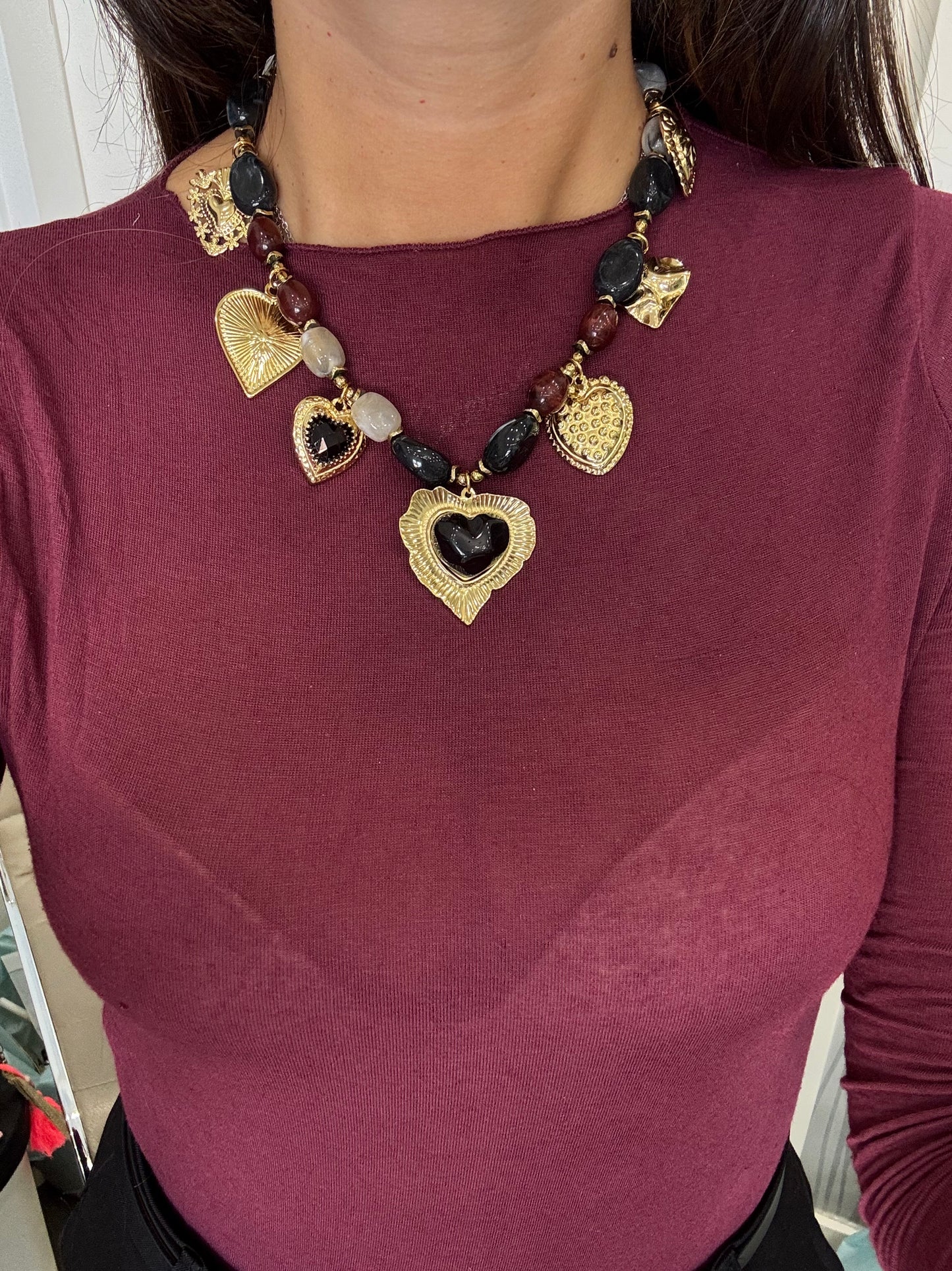 Girocollo pietre e cuori