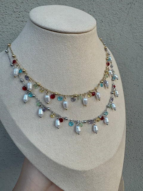 Multicolor crystal necklace