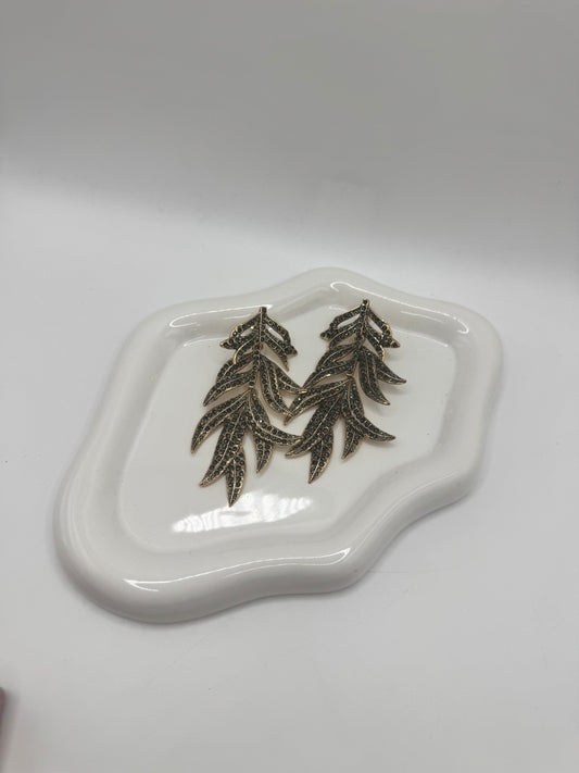 Maxi foglia con zircone verde oliva