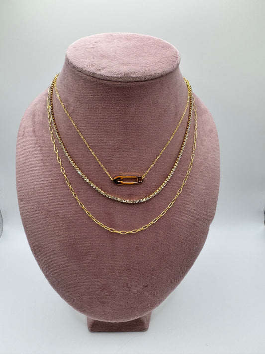 Collana 3 fili spilla