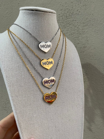 Heart mom necklace