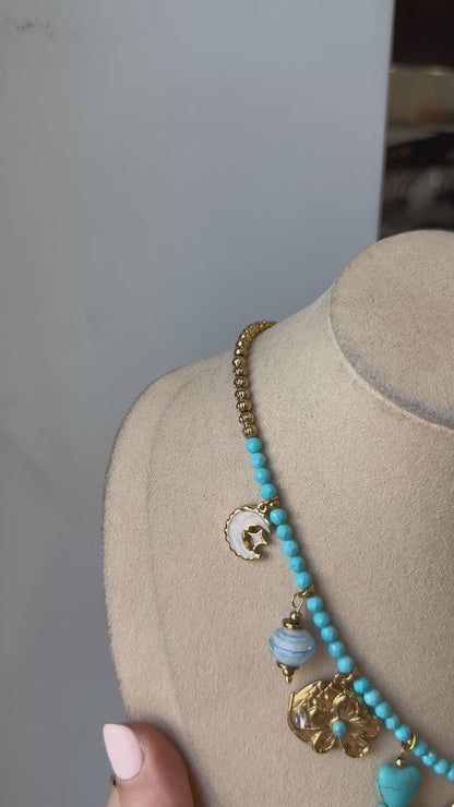 Collana turchese multicharm