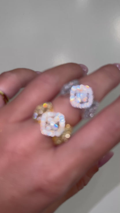 Anello rombi pavè
