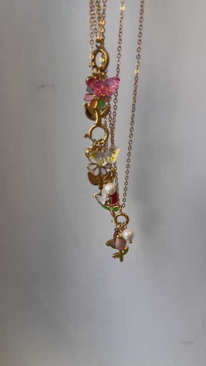 Collana multicharms fiori