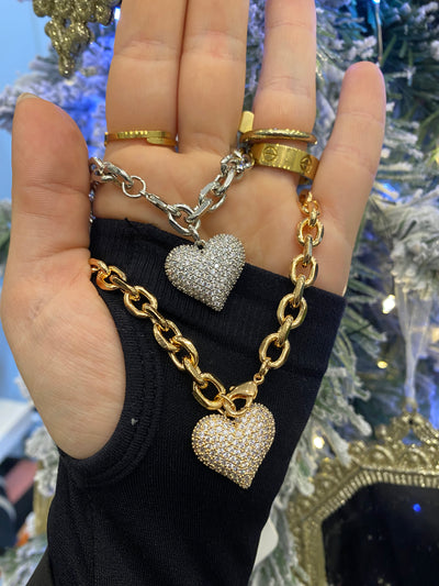 Chain heart pavè Necklace